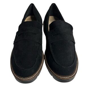 Anne‎ Klein Black Suede Penny Loafers Women’s Size 8.5 Classic Slip-On Flats